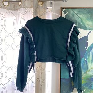Cropped Urban Outfitters Ruffle Sweatshirt